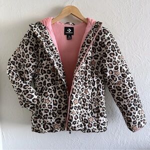 Converse Leopard Cheetah Print & Stars Puffer Jacket Size L (youth sizing)